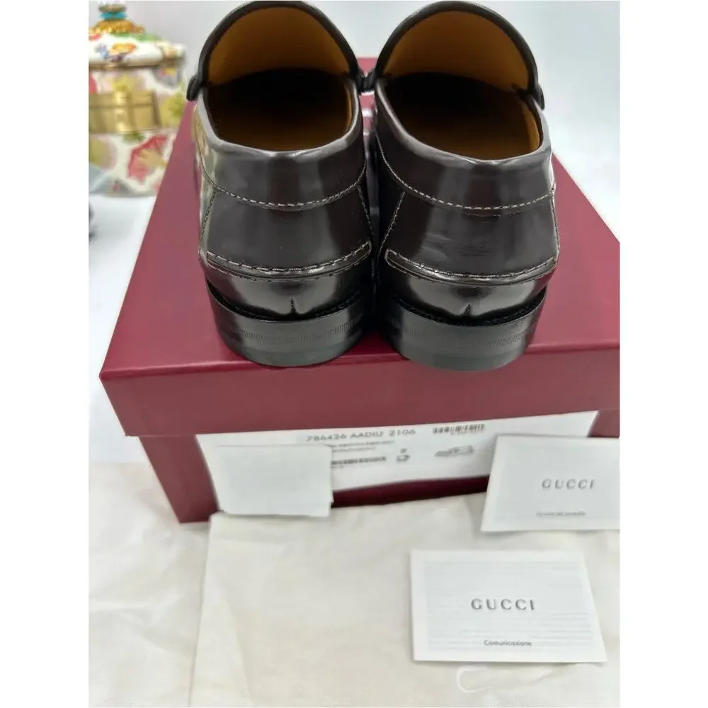 Men's Gucci KAVEH GG embossed leather loafers size 8 fits 8.5US made in Italy